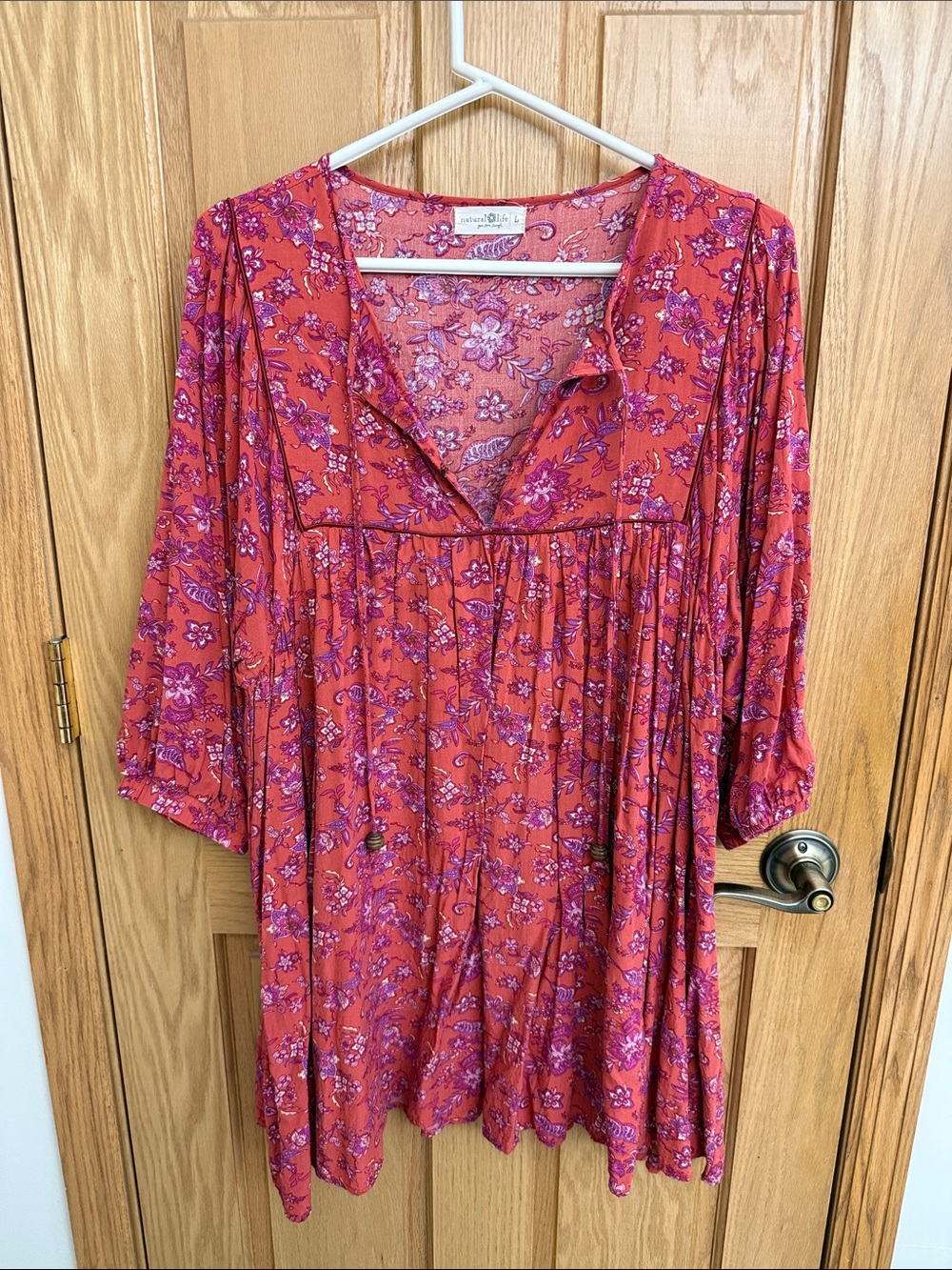 NATURAL LIFE Red/pink with Purple Paisley Tunic